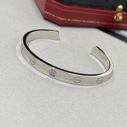 [AuraEcho]LOVE BRACELET 6.1MM 1 DIAMOND OPEN CUFF
