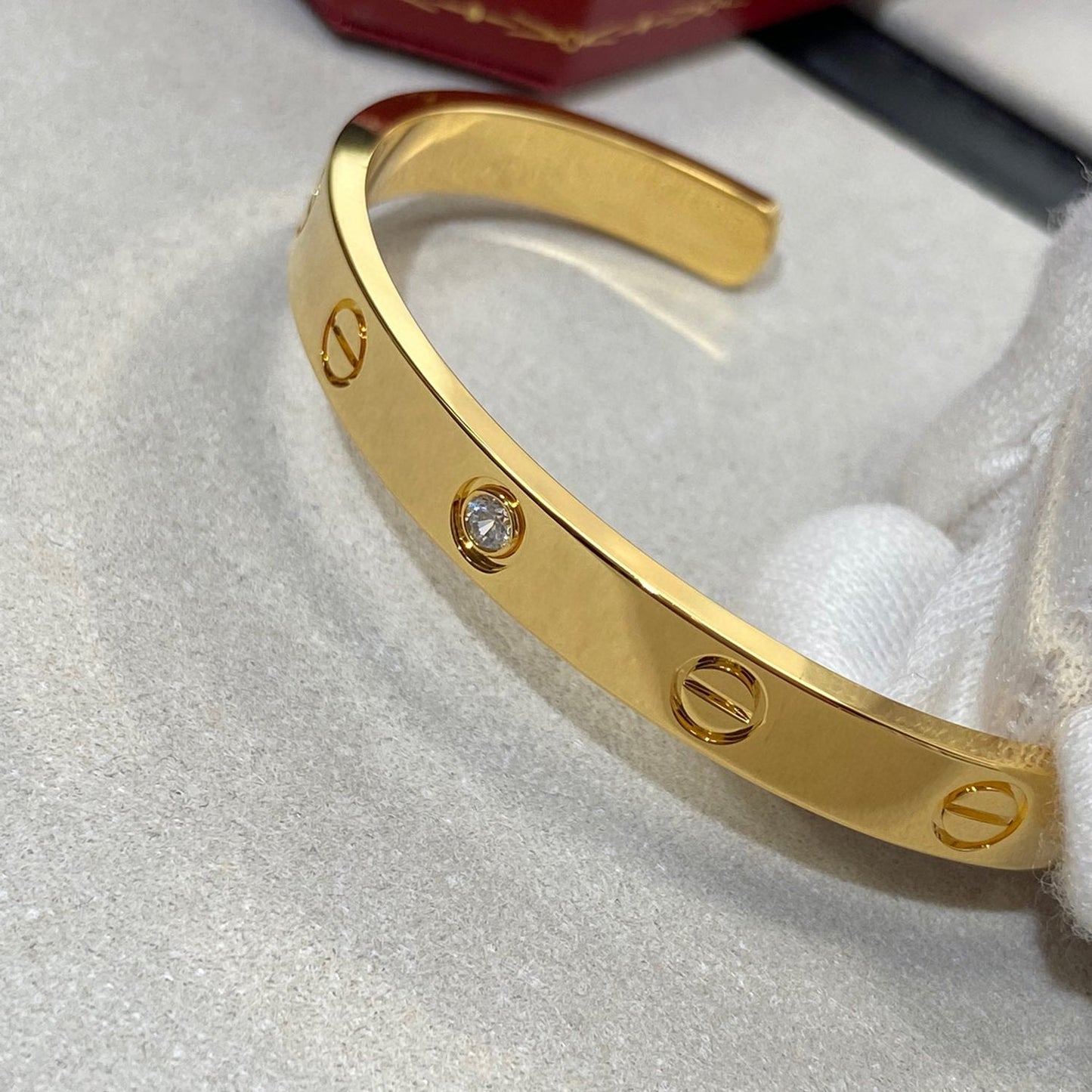 [AuraEcho]LOVE BRACELET 6.1MM 1 DIAMOND OPEN CUFF