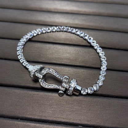[AuraEcho]FORCE  LARGE HORSESHOE FULL DIAMOND TENNIS BRACELET