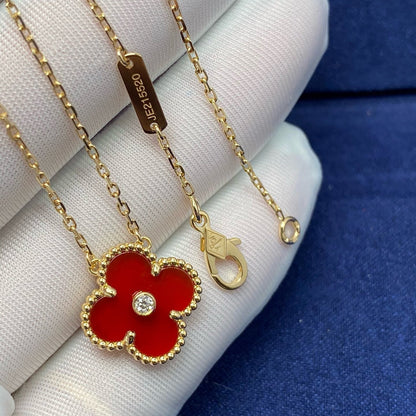 [AuraEcho]CLOVER 15MM DIAMOND CARNELIAN NECKLACE