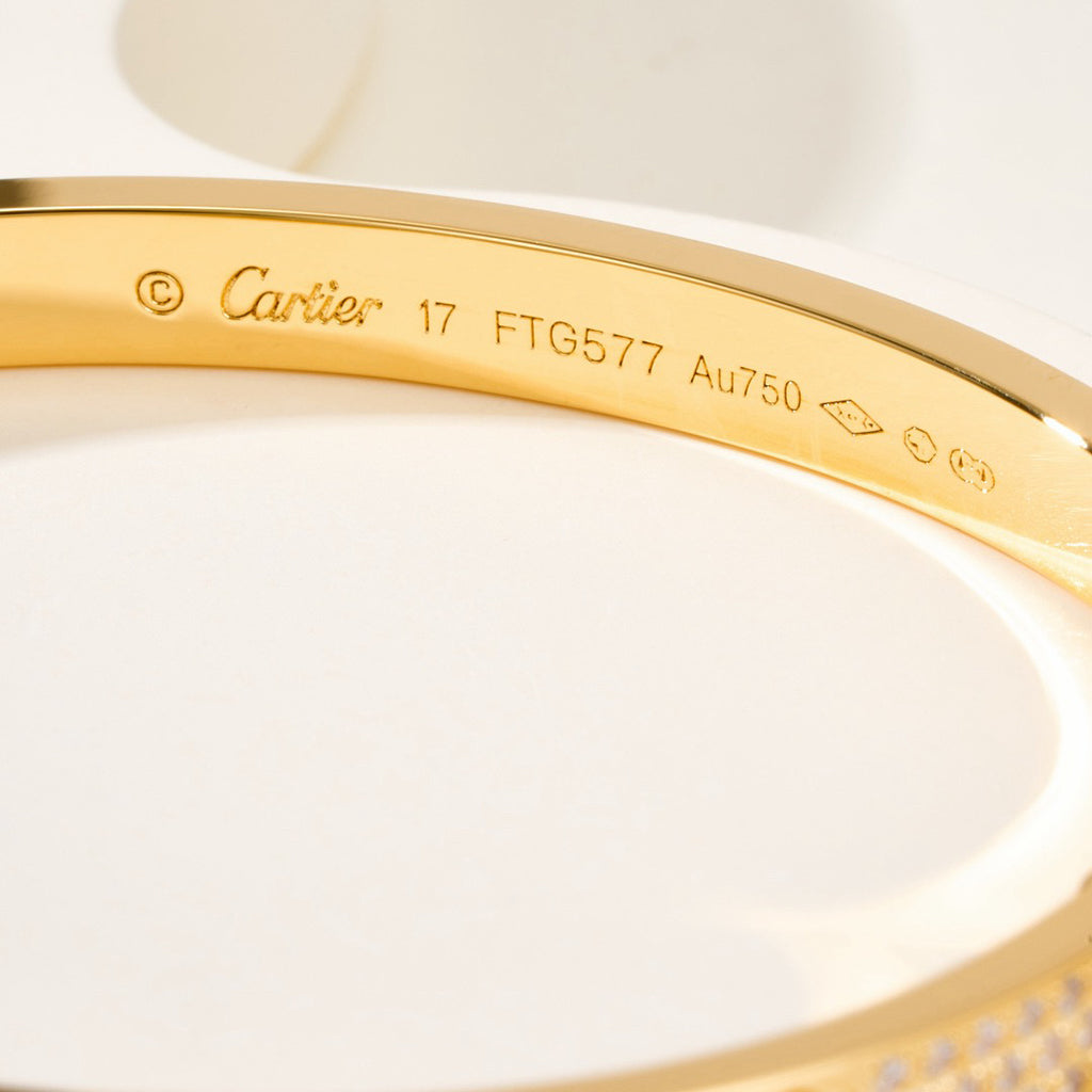 [AuraEcho]Clover Laser  Pulsar Stone 5-Motif & LOVE Diamond-Paved Bracelet Stack Set