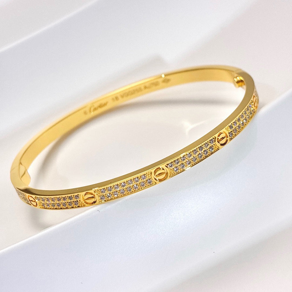 [AuraEcho] JUSTE Diamond & LOVE Diamond-Paved Bracelet Stack Set