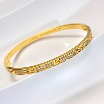[AuraEcho] JUSTE Diamond & LOVE Diamond-Paved Bracelet Stack Set