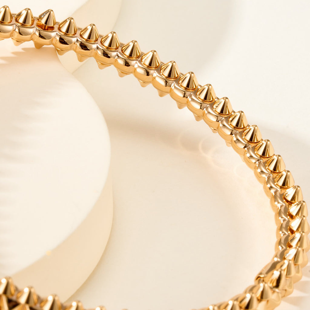[AuraEcho] CLASH & Clover Laser 5-Motif & LOVE Brushed Bracelet Stack Set