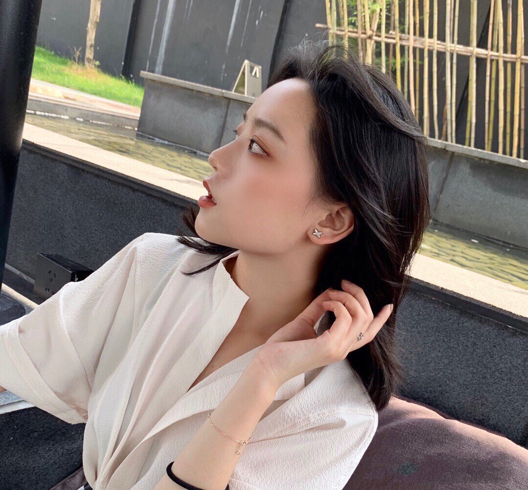 [AuraEcho]JEUX DE WHITE MOP ROSE GOLD DIAMOND EARRINGS