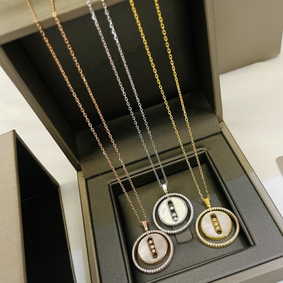 [AuraEcho]LUCKY MOVE MM NACRE BLANCHE DIAMOND NECKLACE