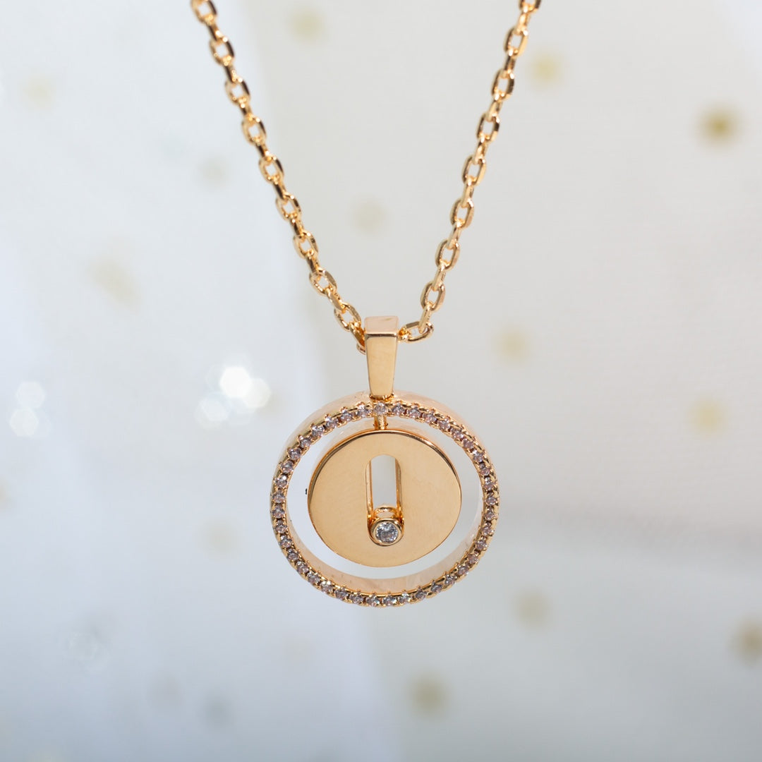 [AuraEcho]LUCKY MOVE PM NECKLACE PINK GOLD DIAMOND
