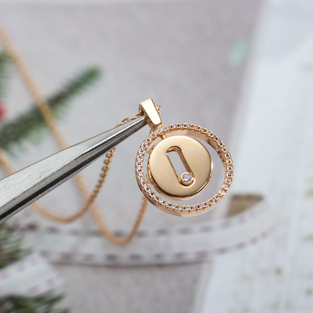 [AuraEcho]LUCKY MOVE PM NECKLACE PINK GOLD DIAMOND