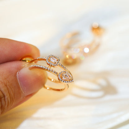 [AuraEcho]CREOLES MY TWIN 2 RANGS SILVER DIAMOND EARRINGS