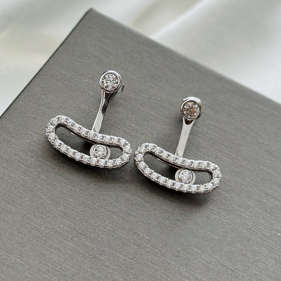 [AuraEcho]MOVE UNO SILVER DIAMOND EARRINGS