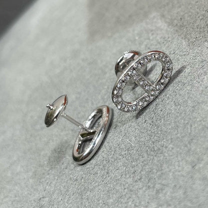 [AuraEcho]HM FULL DIAMOND PIG NOSE STUD EARRINGS