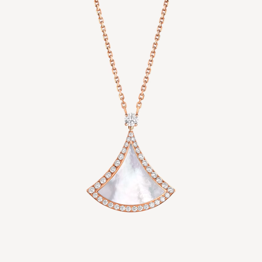[AuraEcho]DREAM MOP DIAMOND PAVED PINK GOLD NECKLACE