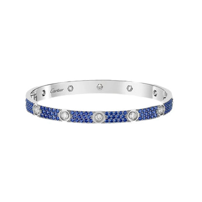 [AuraEcho]Pave Gemstone Love &Force Large Horseshoe Diamond Duo Bracelet Stack Set