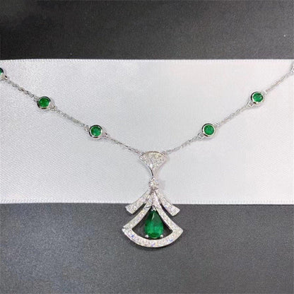 [AuraEcho]DREAM NECKLACE MALACHITE DIAMOND SILVER