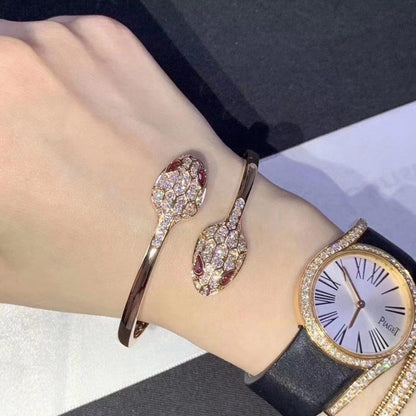 [AuraEcho]SERPENTI BRACELET PINK GOLD DIAMOND DOUBLE SNAKE