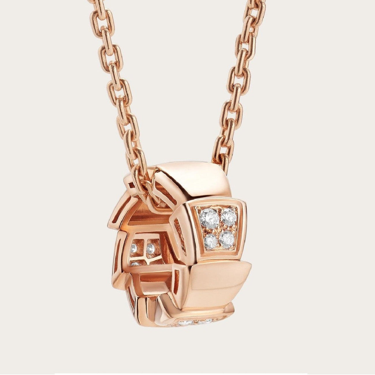 [AuraEcho]SERPENTI PEDANT DIAMOND PINK GOLD NECKLACE