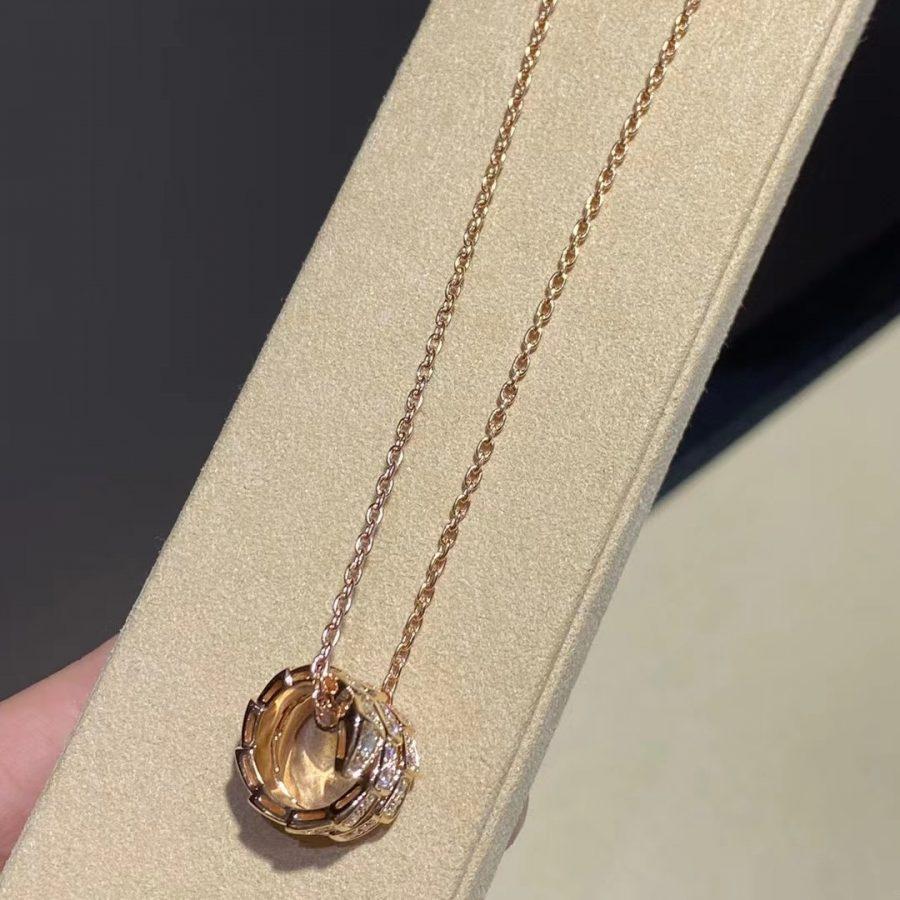 [AuraEcho]SERPENTI PINK GOLD NECKLACE DOUBLE RING DIAMOND
