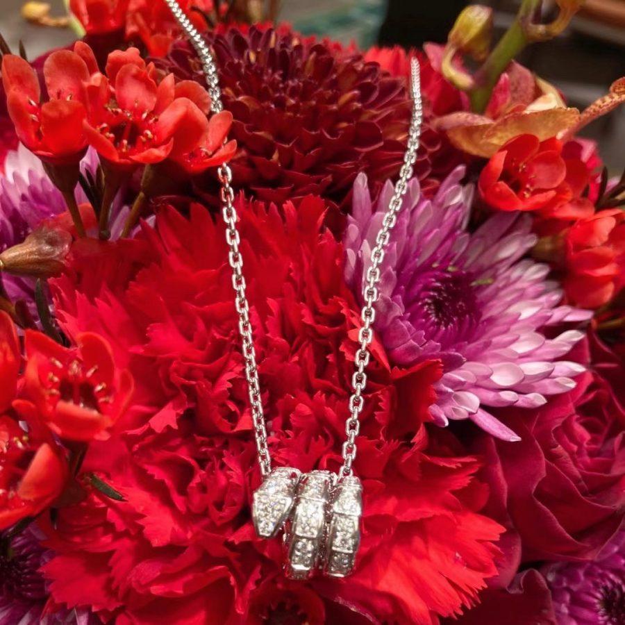 [AuraEcho]SERPENTI  NECKLACE DOUBLE RING DIAMOND