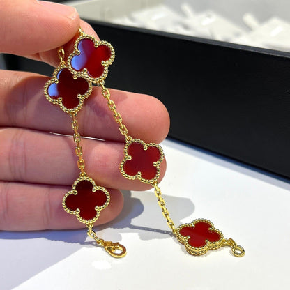 [AuraEcho]CLOVER 5 MOTIFS RED AGATE  BRACELET