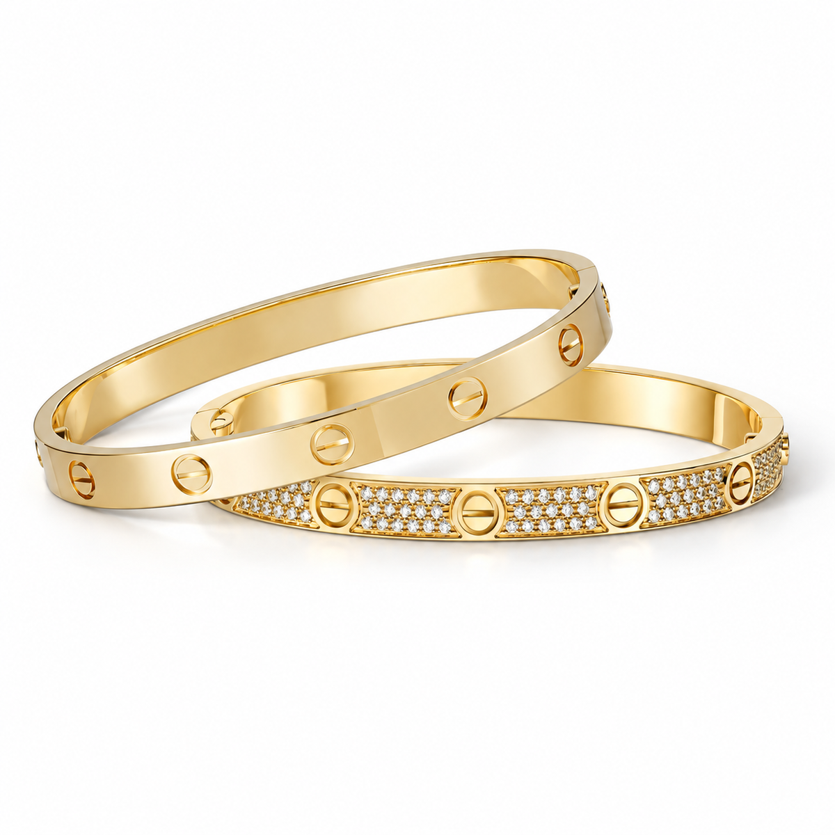 [AuraEcho] LOVE  Classic & Diamond-Paved Bracelet Stack Set