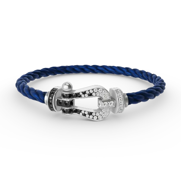 [AuraEcho]Pave Gemstone Love &Force Large Horseshoe Diamond Duo Bracelet Stack Set