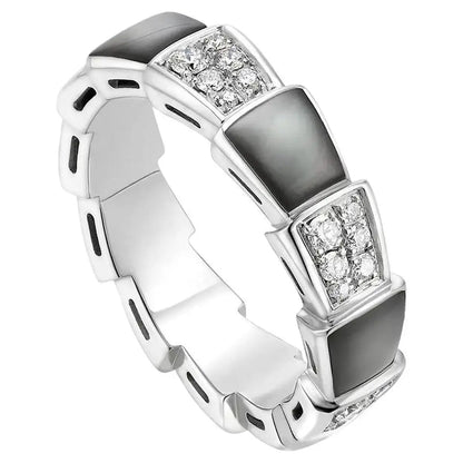 [AuraEcho]SERPENTI RING SILVER DIAMOND BLACK MOP 4MM