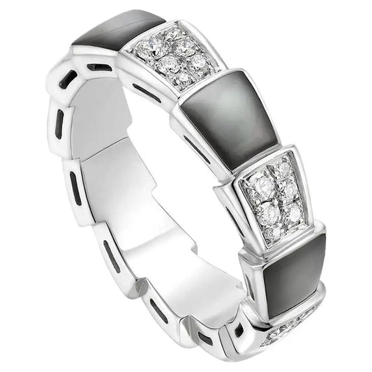 [AuraEcho]SERPENTI RING SILVER DIAMOND BLACK MOP 4MM