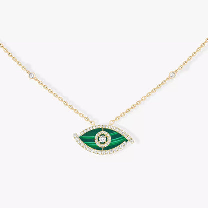 [AuraEcho]Lucky Eye Diamond Necklace in Rose Gold and Turquoise