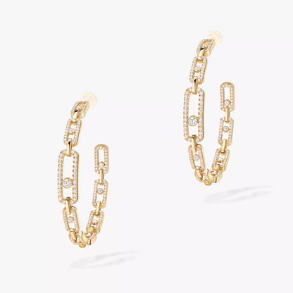 [[AuraEcho]Move Link Diamond Hoop Earrings