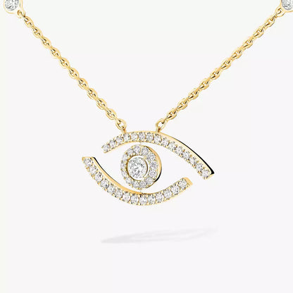 [AuraEcho]Pave_ Diamond Necklace Lucky Eye
