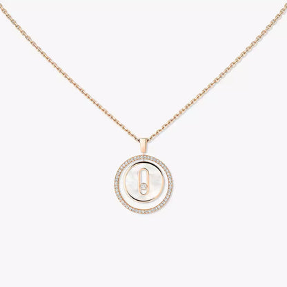 [AuraEcho]Lucky Move Diamond Necklace in Rose Gold and White Mother-of-Pearl