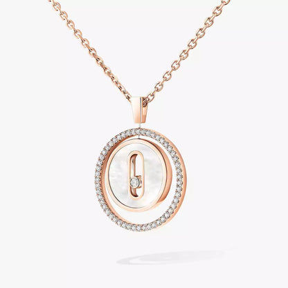 [AuraEcho]Lucky Move Diamond Necklace in Rose Gold and White Mother-of-Pearl