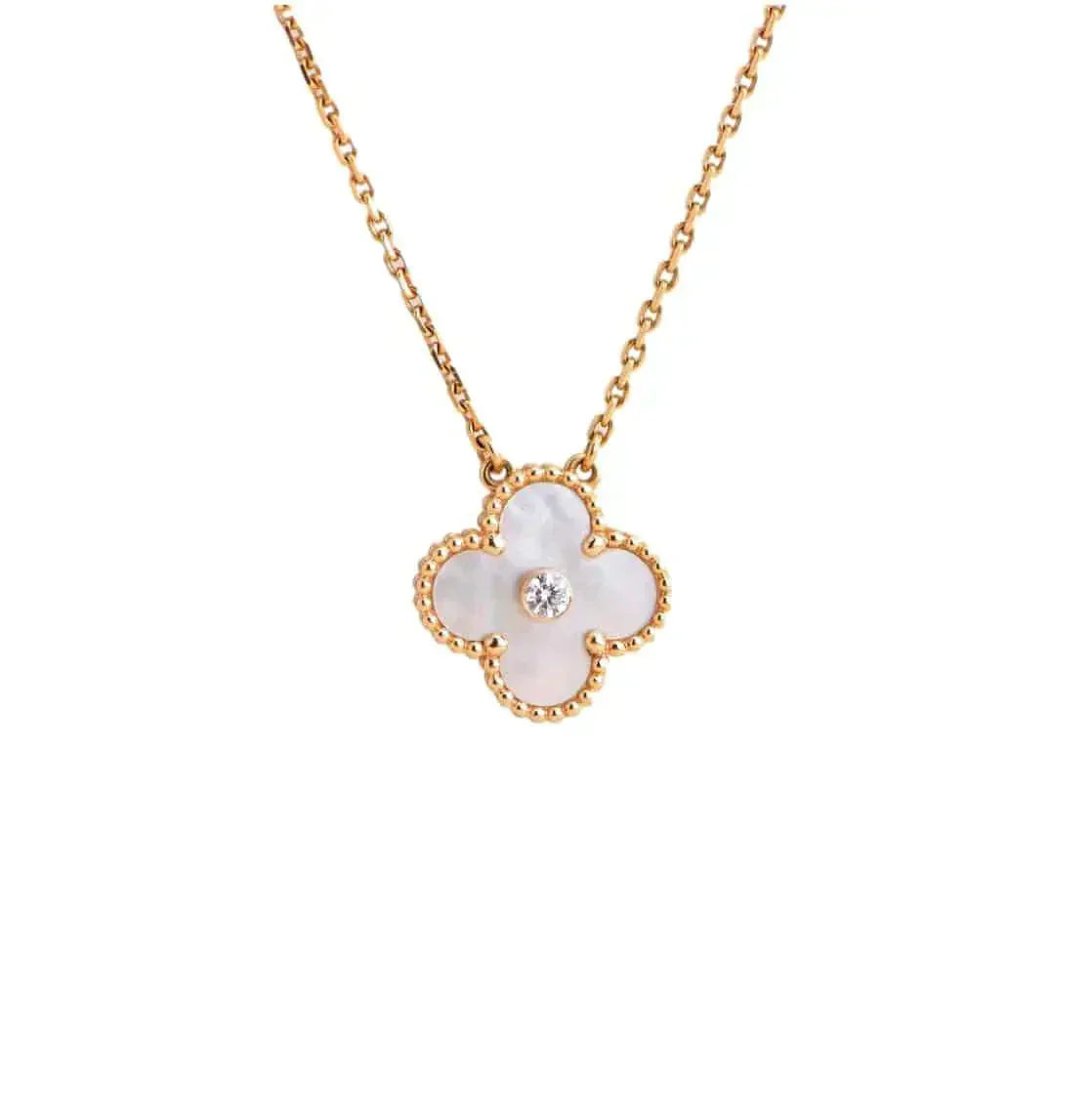 [AuraEcho]CLOVER 15MM DIAMOND WHITE FRITILLARIA NECKLACE
