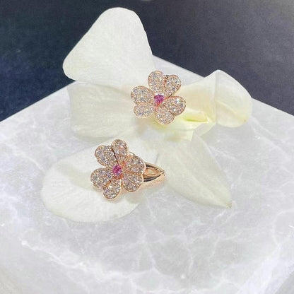 [AuraEcho]FRIVOLE PINK GOLD FLOWER DIAMOND EARRINGS
