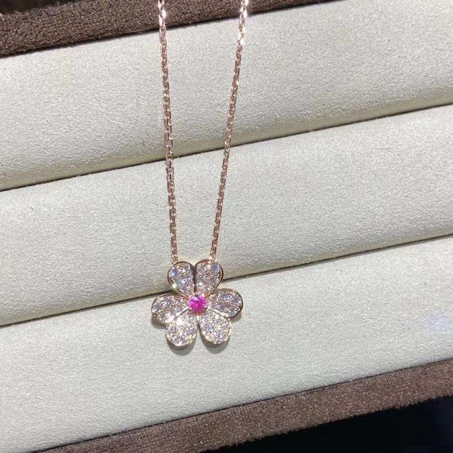 [AuraEcho]FRIVOLE ROSE GOLD FLOWER DIAMOND NECKLACE