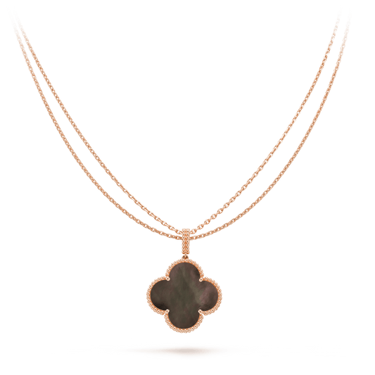 [AuraEcho]CLOVER 25MM GOLD DARK MOP BIG CLOVER NECKLACE