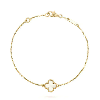 [AuraEcho] Clover White Mother-of-Pearl & JUSTE Bracelet Stack Set