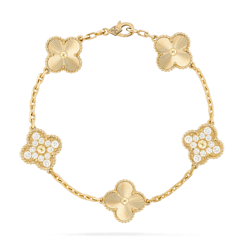 [AuraEcho]CLOVER BRACELET 5 MOTIFS GOLD DIAMOND