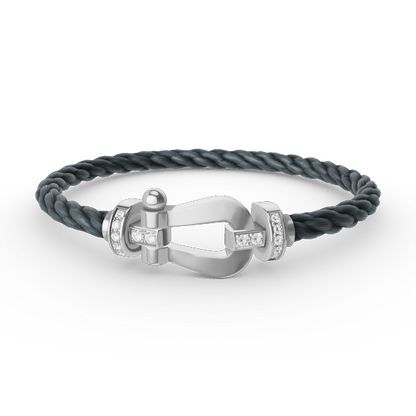 [AuraEcho]FORCE LARGE HORSESHOE HALF DIAMOND BRACELET SILVER