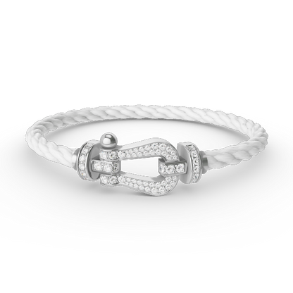 [AuraEcho]FORCE LARGE HORSESHOE FULL DIAMOND BRACELET SILVER
